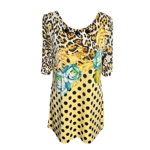NWT Isabel Leopard Print Polka Dot Rose Tunic Top Slinky Jersey XL